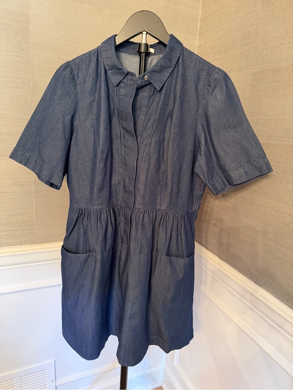 Tyler Boe Indigo Denim Short Sleeve Shirt Dress
